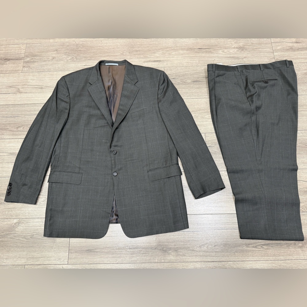 Hickey Freeman Loro Piana 150s Wool Suit Sz 49L‎ 44X31 Windowpane